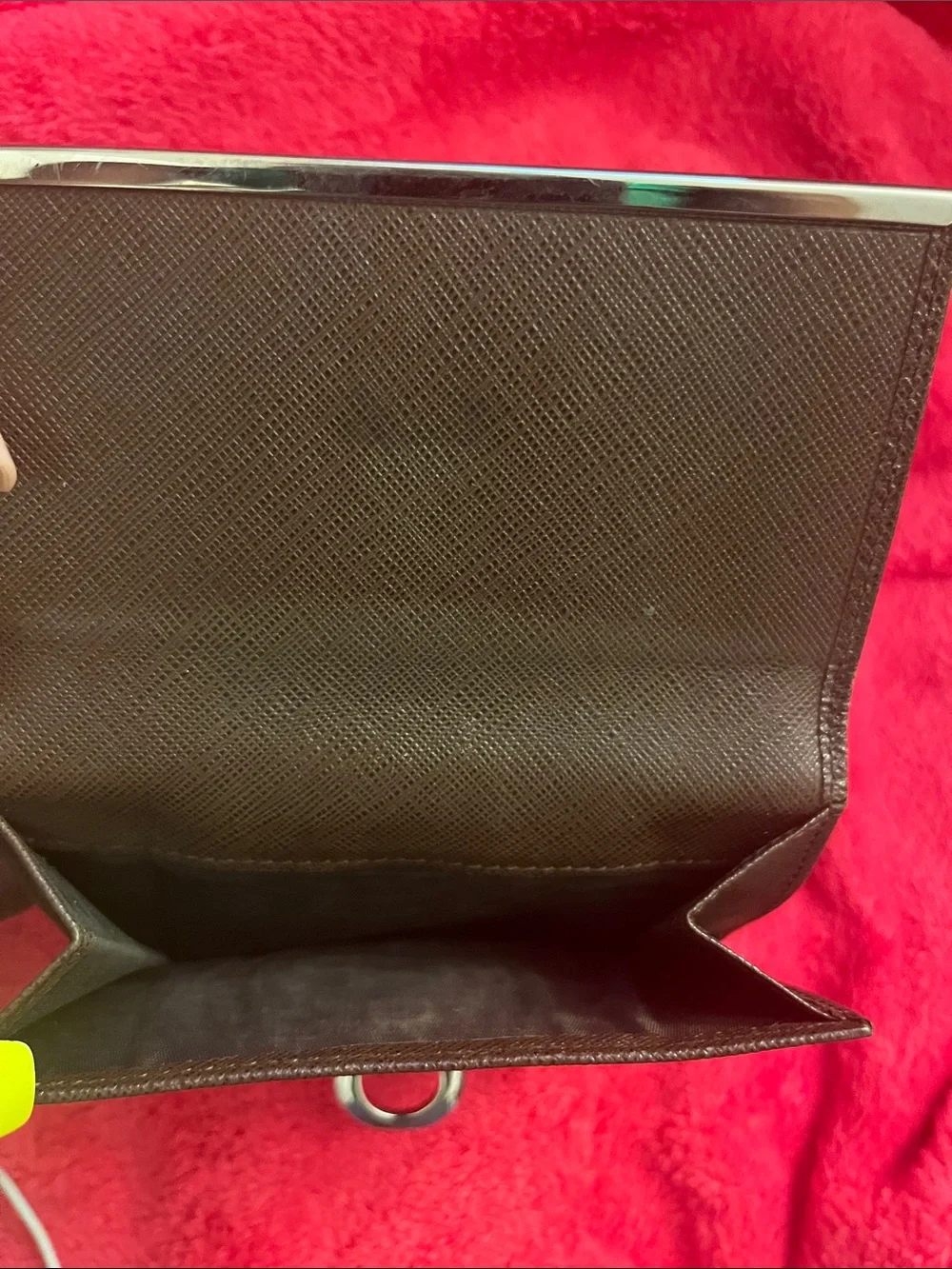 Brown Leather Ferragamo Wallet with Silver Hardware